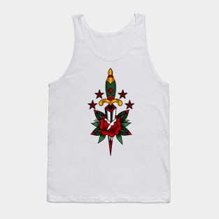 American Traditional Rose and Dagger Tank Top